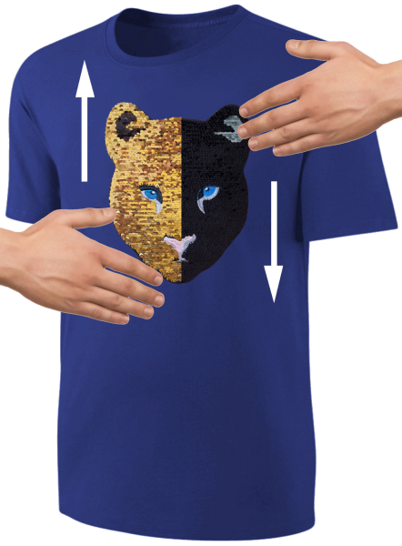Kinder Schwarzer Panther Wendepailletten T-Shirt - Leopard Jaguar Streichel-Shirt - Blau