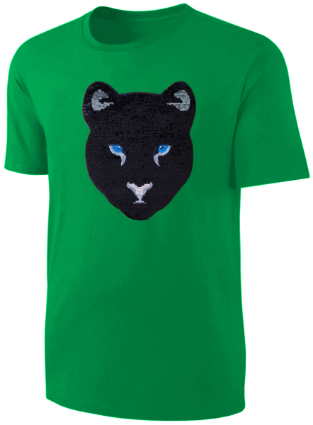 Kinder Schwarzer Panther Wendepailletten T-Shirt - Leopard Jaguar Streichel-Shirt - Grün