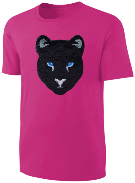 Kinder Schwarzer Panther Wendepailletten T-Shirt - Leopard Jaguar Streichel-Shirt - Pink