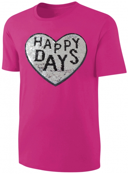 Mädchen T-Shirt Wende Pailletten Einhorn Herz Streichel Shirt Pink