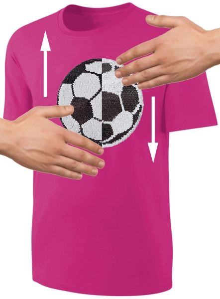 Kinder Fußball Wendepailletten T-Shirt - EM WM Mädchen Streichel Shirt - Pink