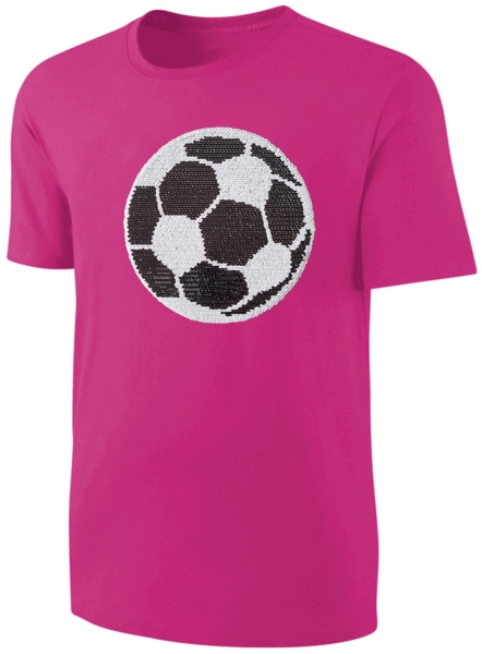 Kinder Fußball Wendepailletten T-Shirt - EM WM Mädchen Streichel Shirt - Pink