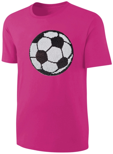 Kinder Fußball Wendepailletten T-Shirt - EM WM Mädchen Streichel Shirt - Pink