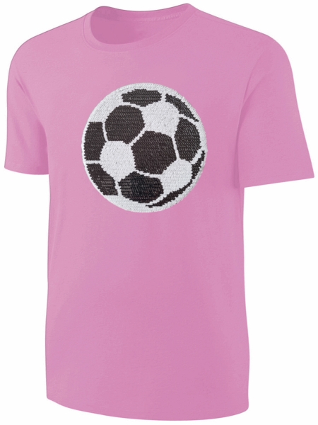 Kinder Fußball Wendepailletten T-Shirt - EM WM Mädchen Streichel Shirt - Rosa