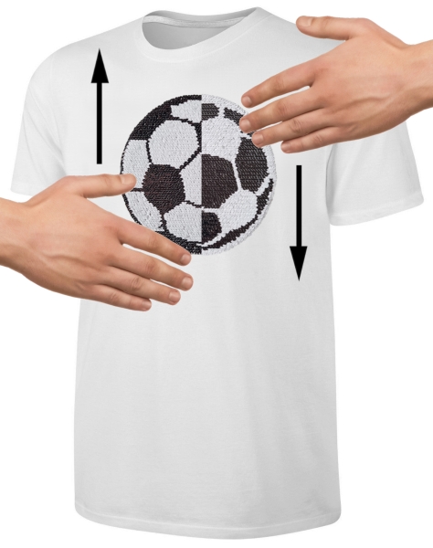 Kinder Fußball Wendepailletten T-Shirt - EM WM Fussball Streichel Shirt - Weiß