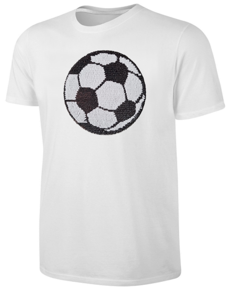 Kinder Fußball Wendepailletten T-Shirt - EM WM Fussball Streichel Shirt - Weiß