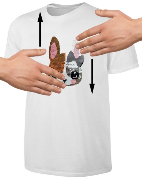 Kinder Hase Wendepailletten T-Shirt - Kaninchen Hasen Streichel-Shirt - Weiß