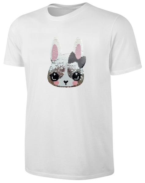 Kinder Hase Wendepailletten T-Shirt - Kaninchen Hasen Streichel-Shirt - Weiß