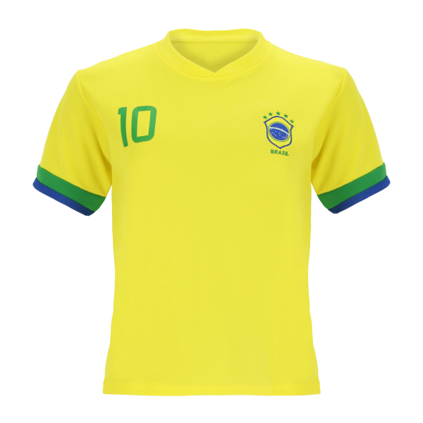 Brasilien Kinder Trikot Set - Fußball WM EM Fan Zweiteiler - Gelb Blau