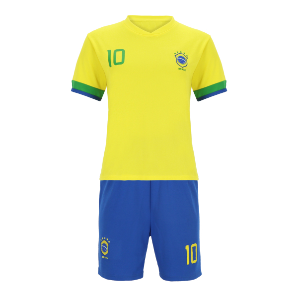Brasilien Kinder Trikot Set - Fußball WM EM Fan Zweiteiler - Gelb Blau