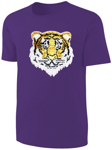 Kinder Wendepailletten T-Shirt Tiger - Streichel Shirt Mädchen - Lila