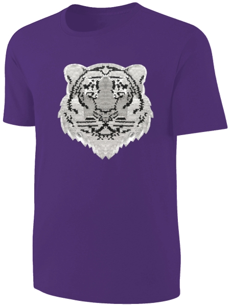 Kinder Wendepailletten T-Shirt Tiger - Streichel Shirt Mädchen - Lila