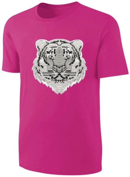 Kinder Wendepailletten T-Shirt Tiger - Streichel Shirt Mädchen - Pink