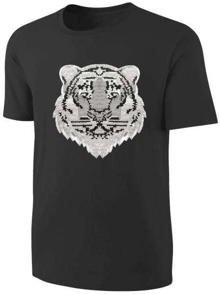 Kinder Wendepailletten T-Shirt Tiger - Streichel Shirt - Schwarz