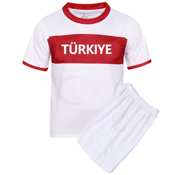Türkei Kinder Sport Trikot Set - Fußball WM EM Fan Zweiteiler Türkiye - Weiß