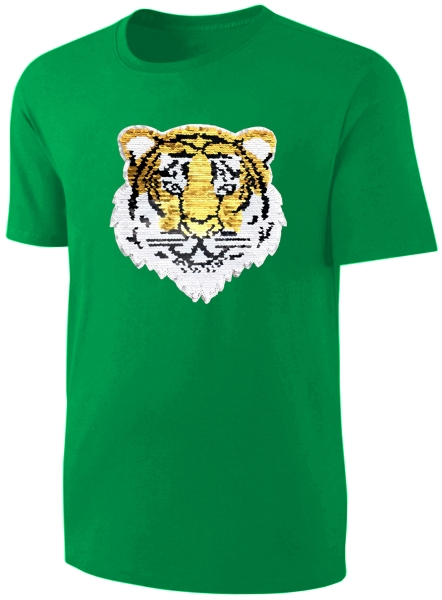 Kinder Wendepailletten T-Shirt Tiger - Streichel Shirt - Grün