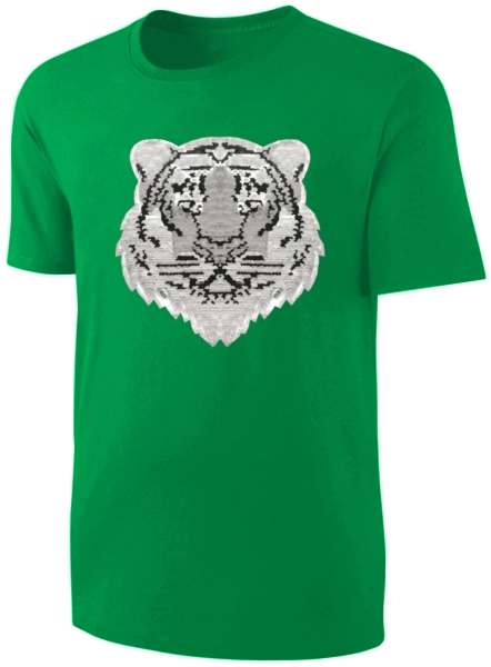 Kinder Wendepailletten T-Shirt Tiger - Streichel Shirt - Grün