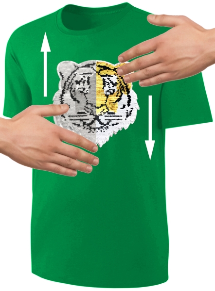 Kinder Wendepailletten T-Shirt Tiger - Streichel Shirt - Grün