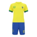 Brasilien Kinder Sport Trikot Set - Fußball WM EM Fan Zweiteiler Brasil - Gelb Blau